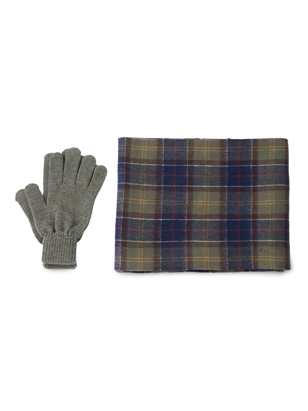 

Подарочный набор из 2 предметов: шарф и перчатки в клетку Barbour, оливковый