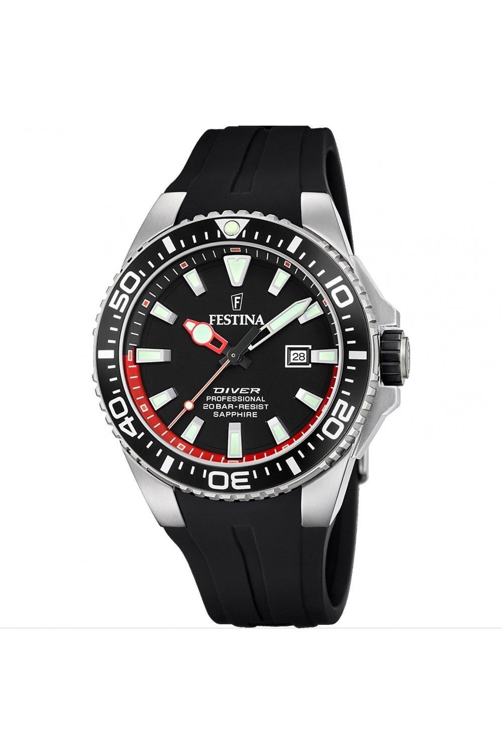 

Классические аналоговые кварцевые часы Diver из нержавеющей стали - F20664/3 Festina, черный