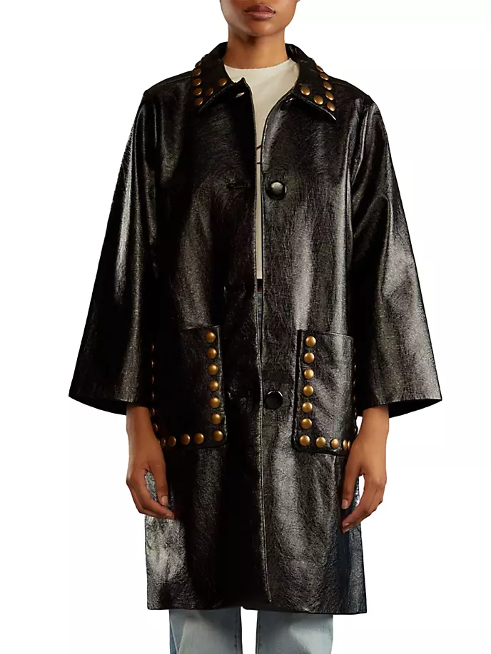 Пальто из искусственной кожи с заклепками Cynthia Rowley, черный shanmugalingam cynthia rambutan