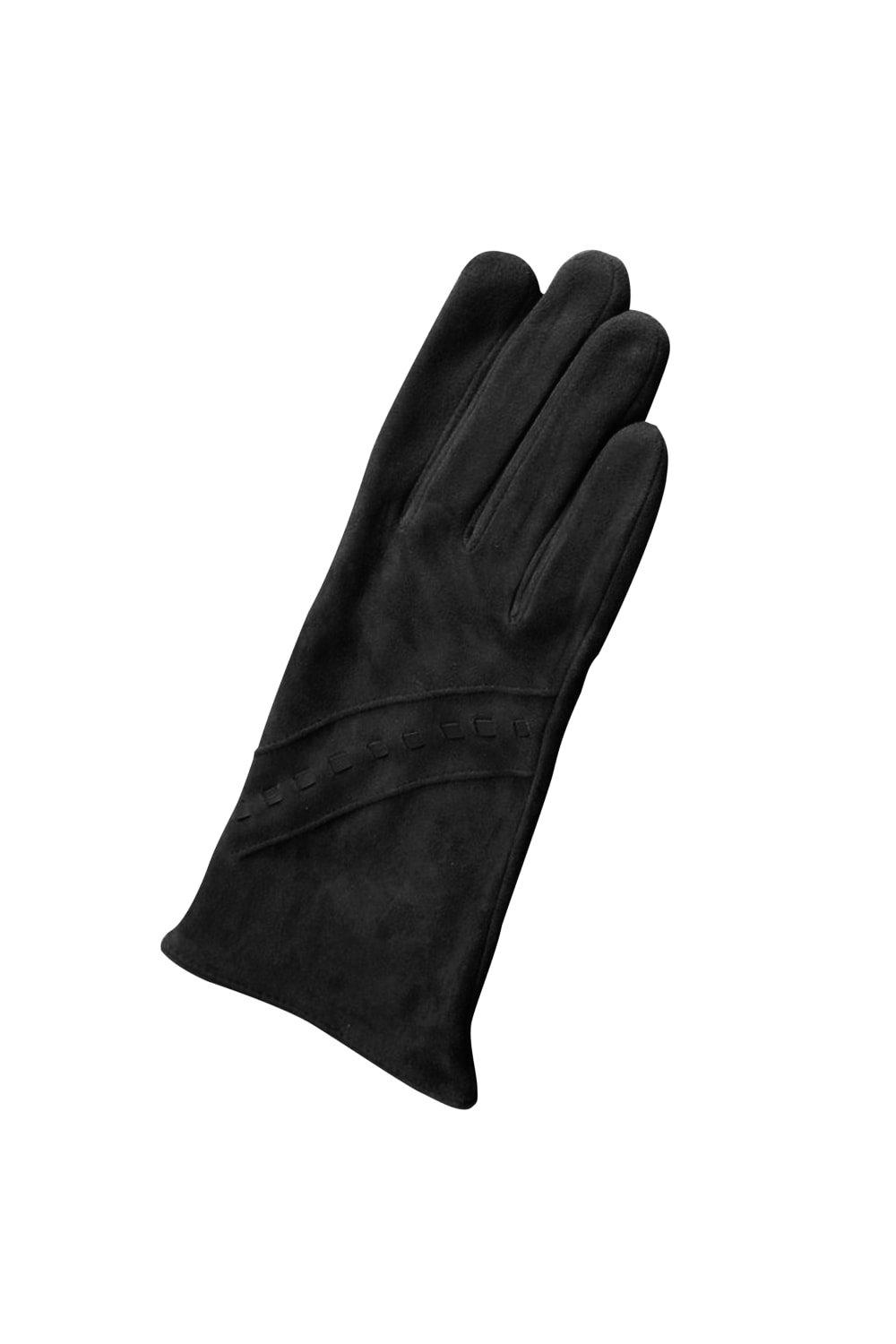 перчатки без пальцев с резинкой крест накрест от leg avenue os Сианские замшевые перчатки Eastern Counties Leather, черный
