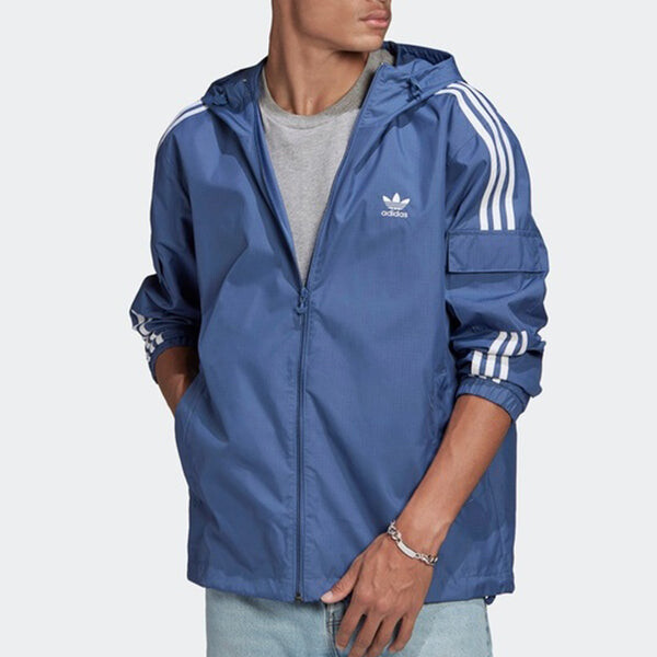 adidas originals 3 stripes Wb Fz Woven Hooded Jacket Blue CDEK.Shopping