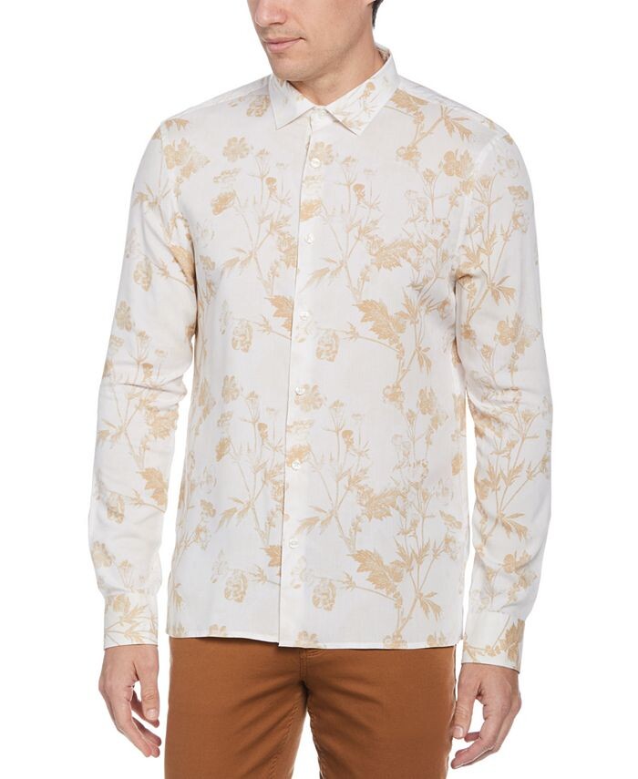 

Мужская мягкая рубашка с цветочным принтом Perry Ellis, цвет Travertine