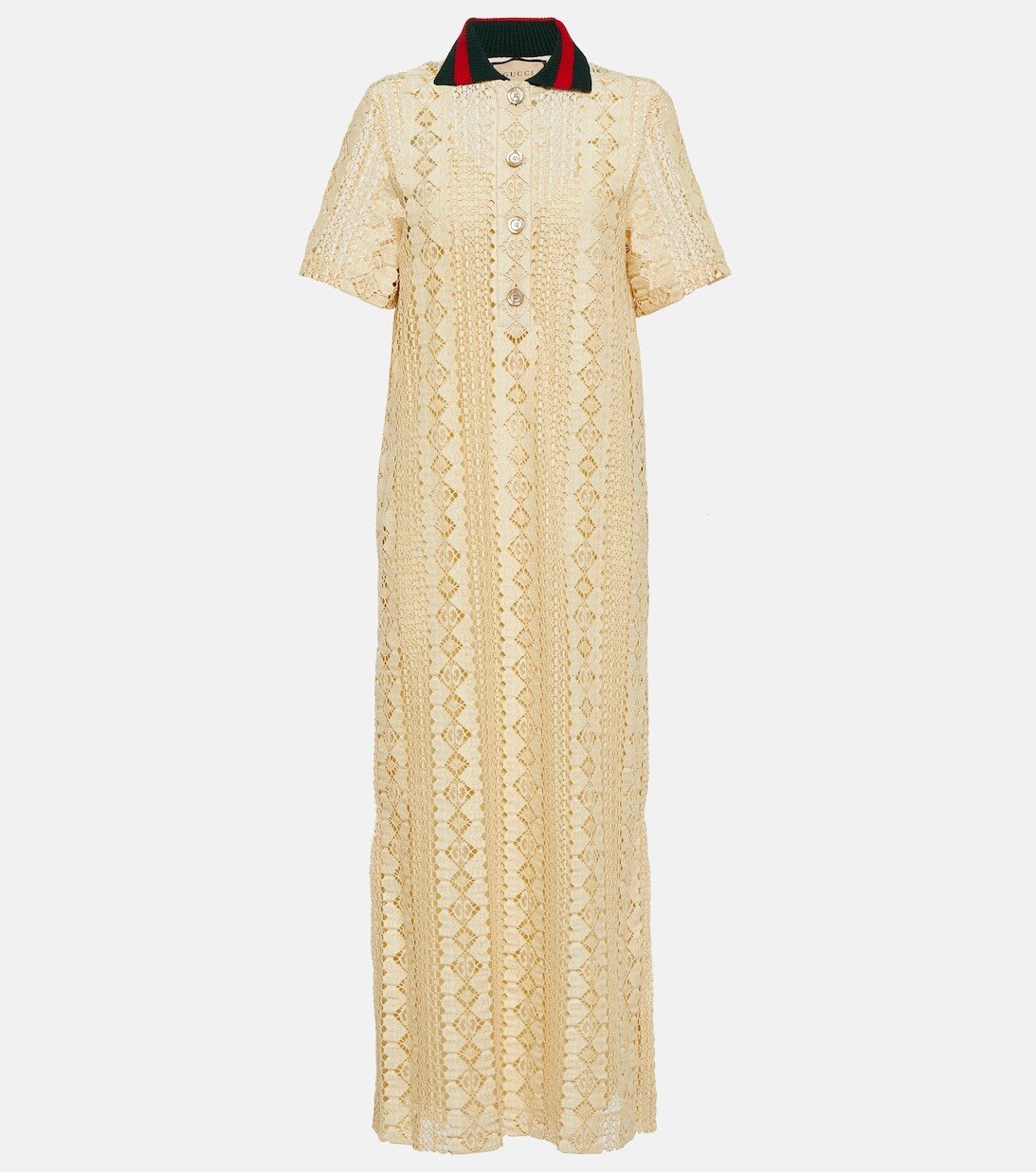 

Платье макси из смесового хлопка с вышивкой GUCCI, нейтральный