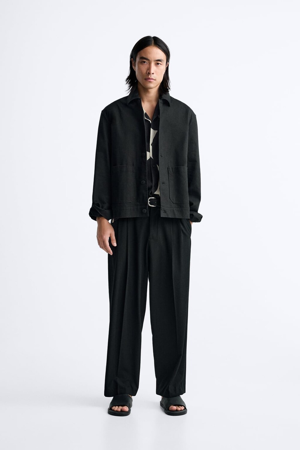 

Рубашка с карманами ZARA, черный