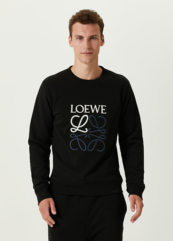 

Черный свитшот с вышитым логотипом Loewe