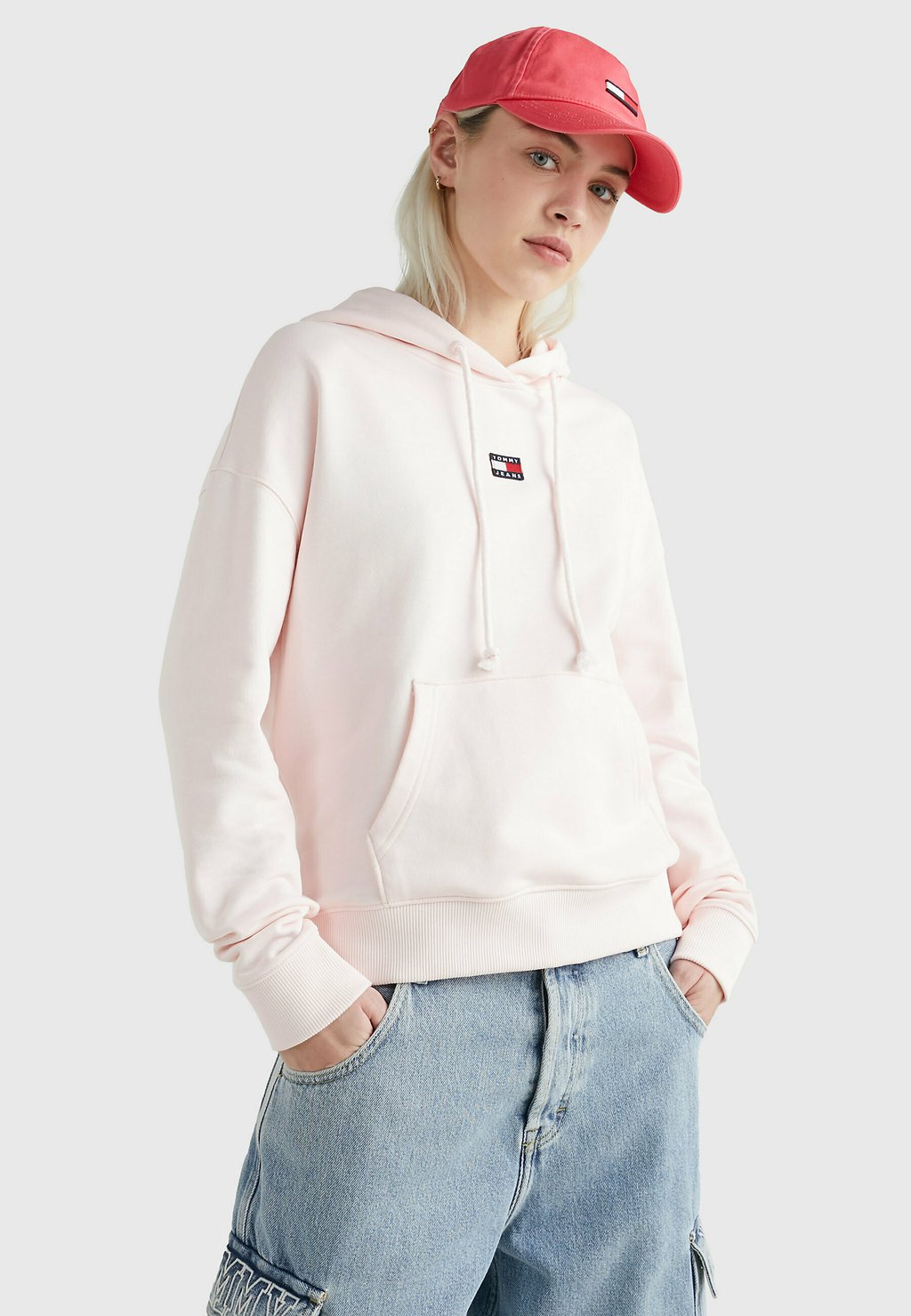 

Толстовка Tommy Jeans BADGE BOXY FIT HOODY, цвет faint pink