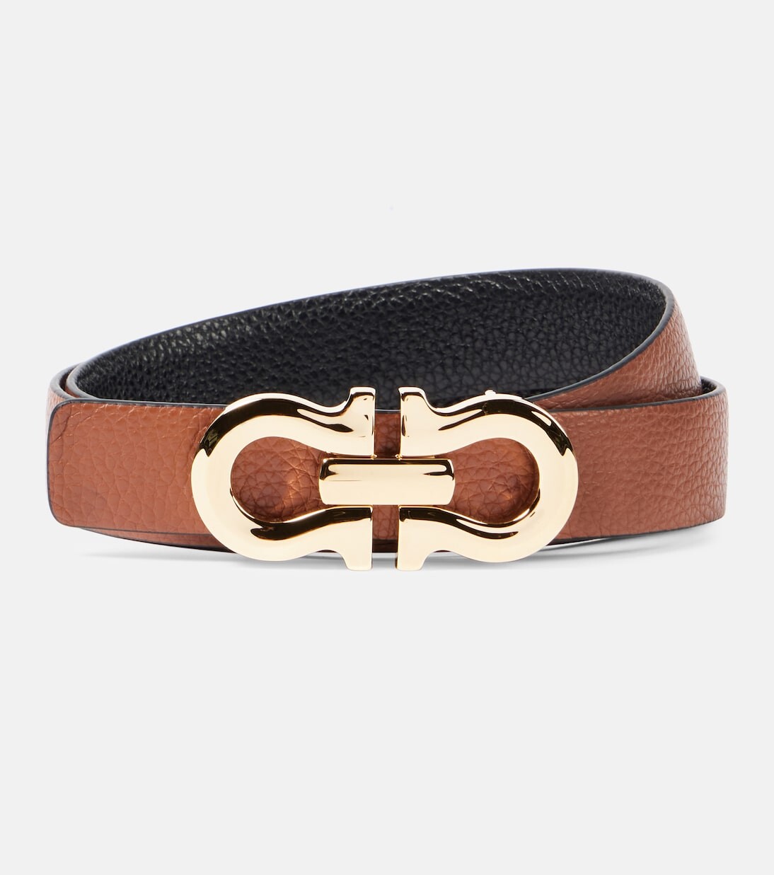 

Кожаный ремень Gancio Contour Ferragamo, коричневый