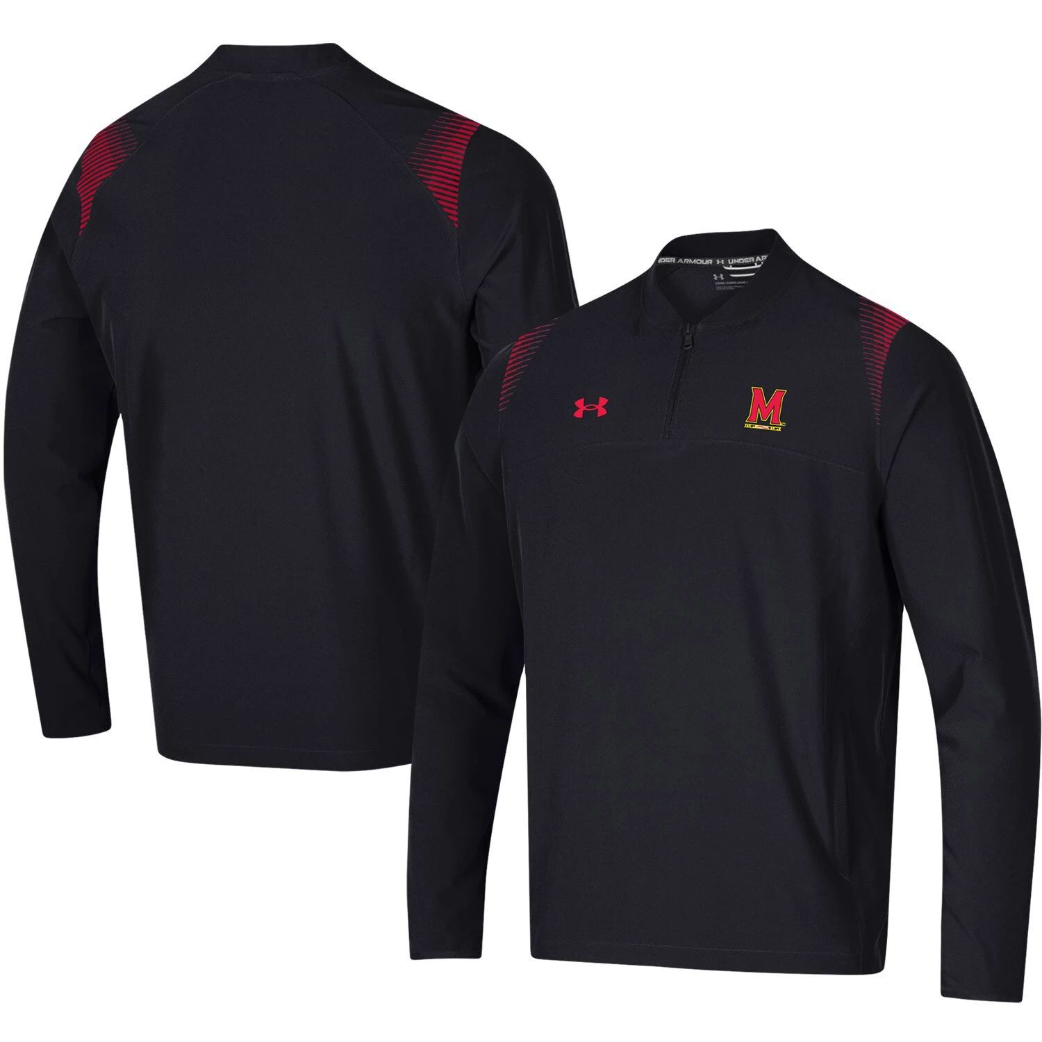 

Мужская черная футболка Maryland Terrapins 2021 с молнией на четверть и боковой линией Under Armour, Черный