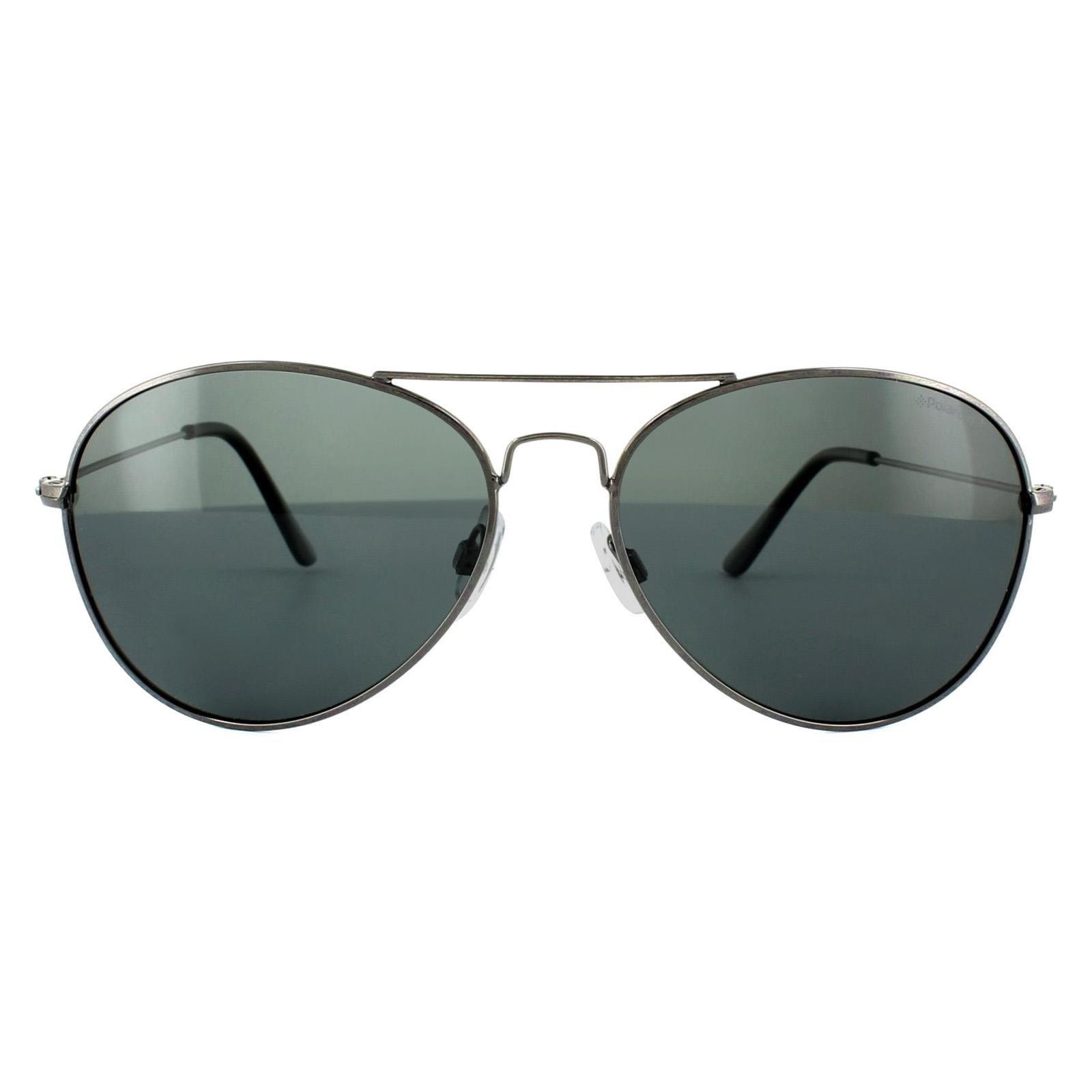 Поляризованные солнцезащитные очки Aviator Gunmetal серо-синего цвета Polaroid, серый