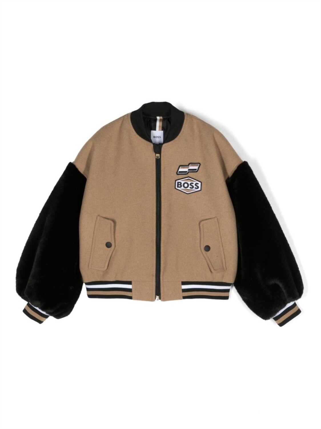 

BOSS Kidswear бомбер с нашивкой-логотипом, коричневый