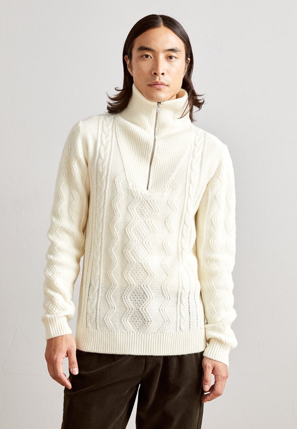 

Вязаный свитер HALFZIP CABLE KNIT Lindbergh, цвет off white