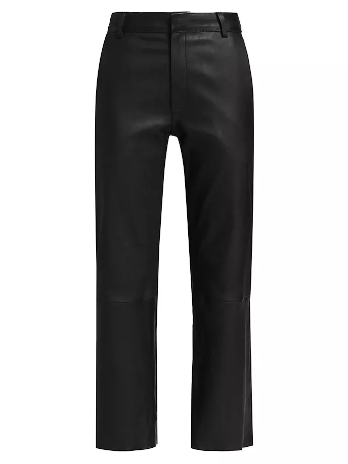 Укороченные брюки из эластичной кожи Sprwmn, черный