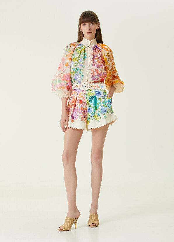 

Льняные шорты с разноцветным узором Zimmermann
