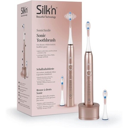 

Электрическая звуковая зубная щетка Sonicsmile Rose Gold для чистых и белых зубов — до 31 000 вибраций в минуту, Silk'N