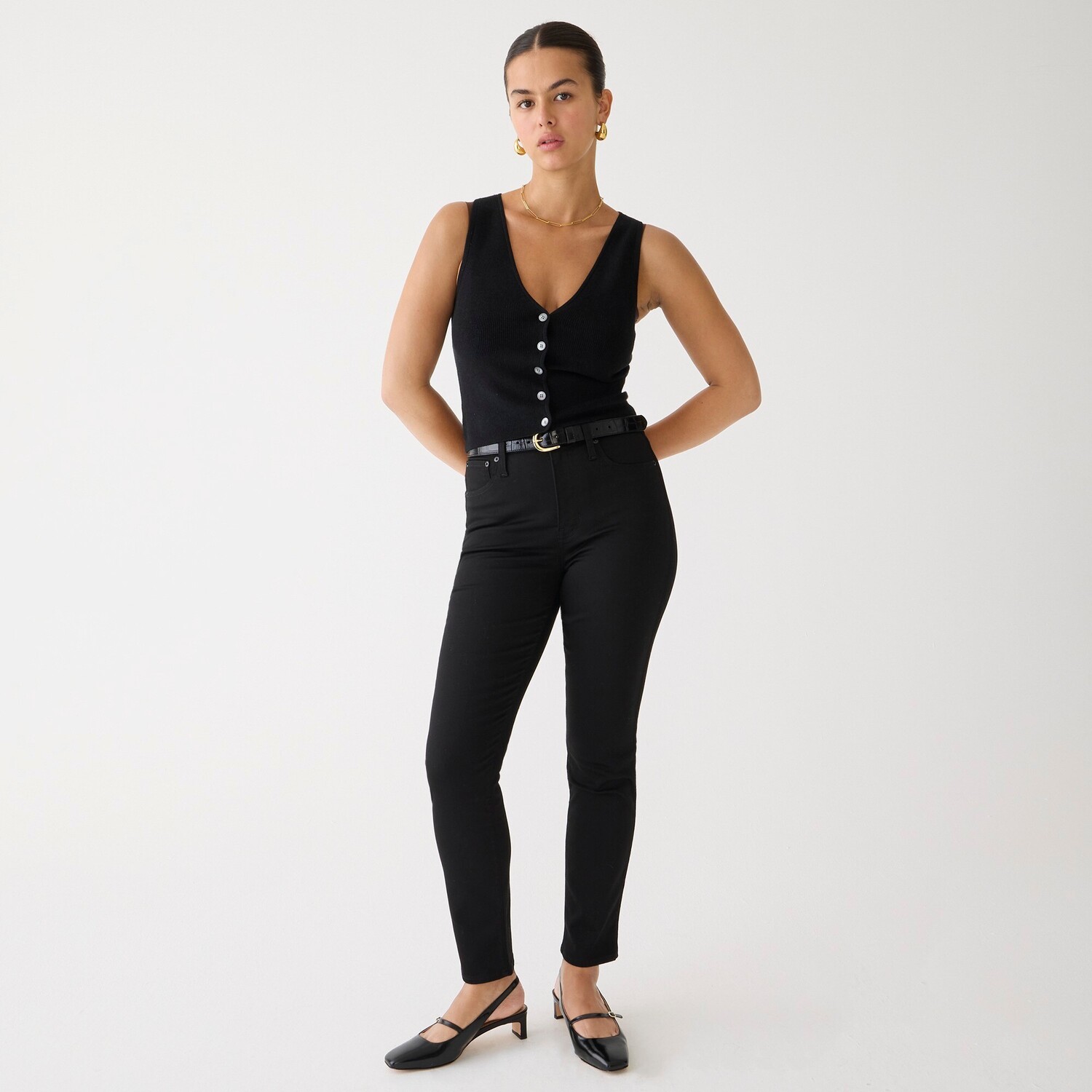 

Прямые винтажные джинсы Curvy черного цвета J.Crew, черный