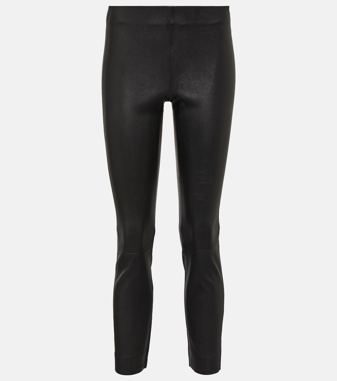 Укороченные узкие кожаные брюки VINCE, черный кожаные укороченные брюки redvalentino цвет cuoio