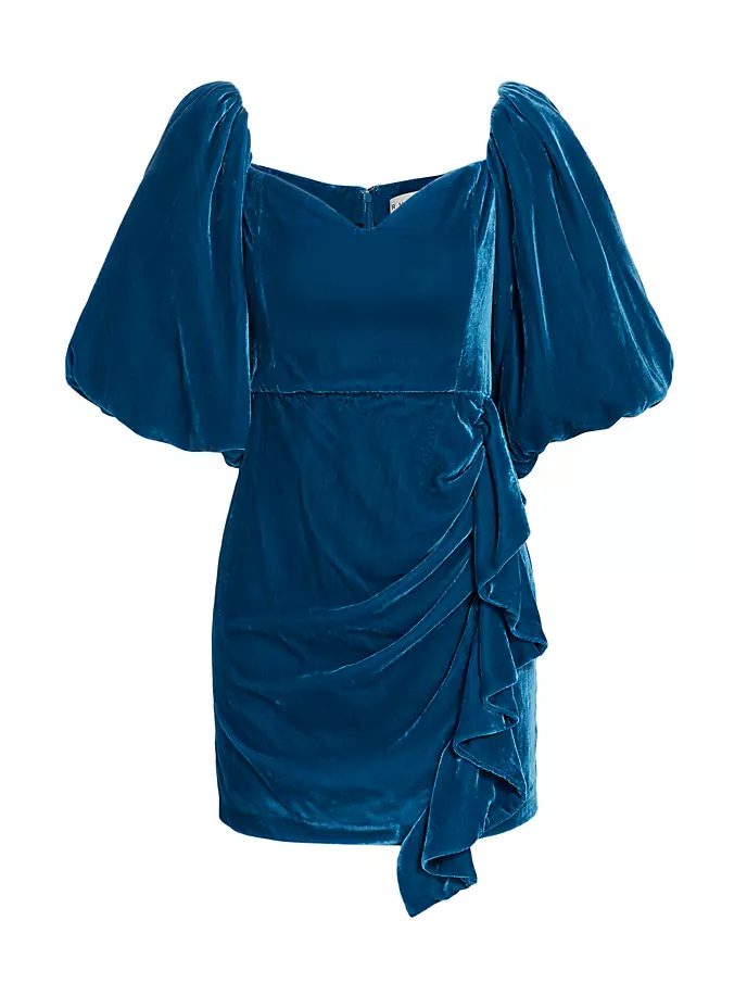 Adrian Бархатное мини-платье Rhode, синий цена и фото
