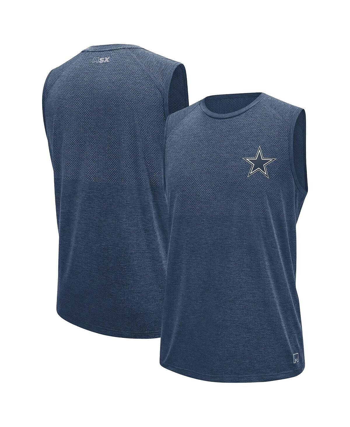 

Мужская темно-синяя футболка без рукавов Dallas Cowboys Warmup Tri-Blend MSX by Michael Strahan, Синий