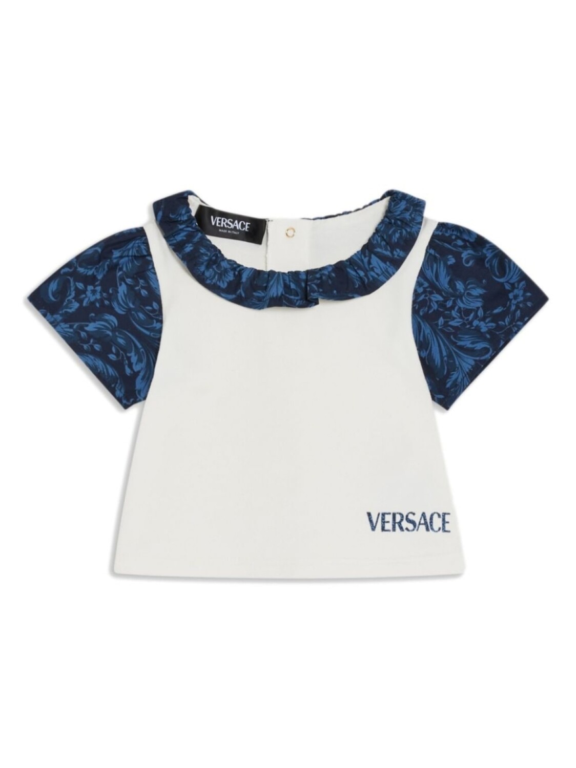 

Футболка с оборками и логотипом Versace Kids, белый