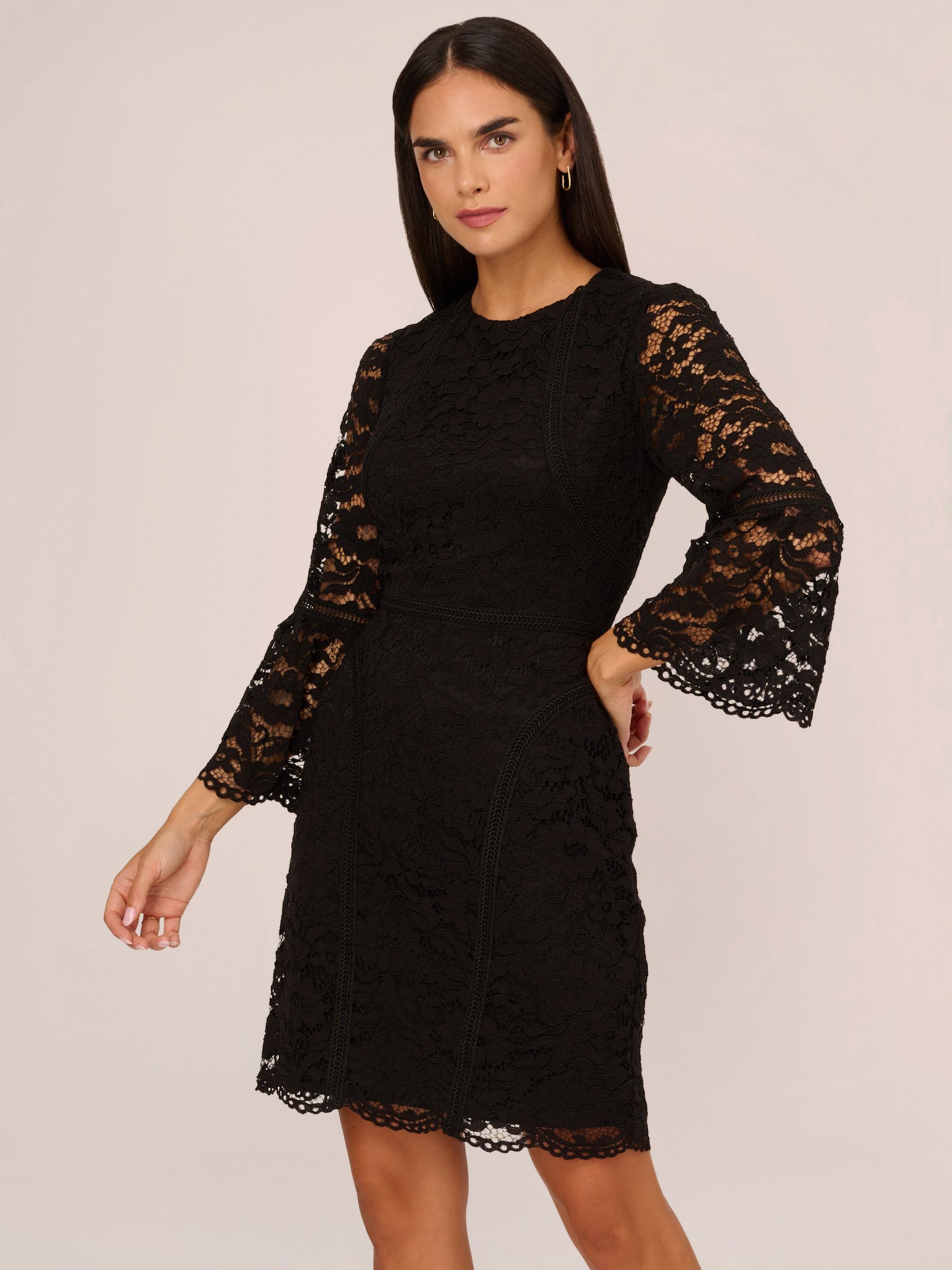 Кружевное короткое платье Adrianna Papell, черный