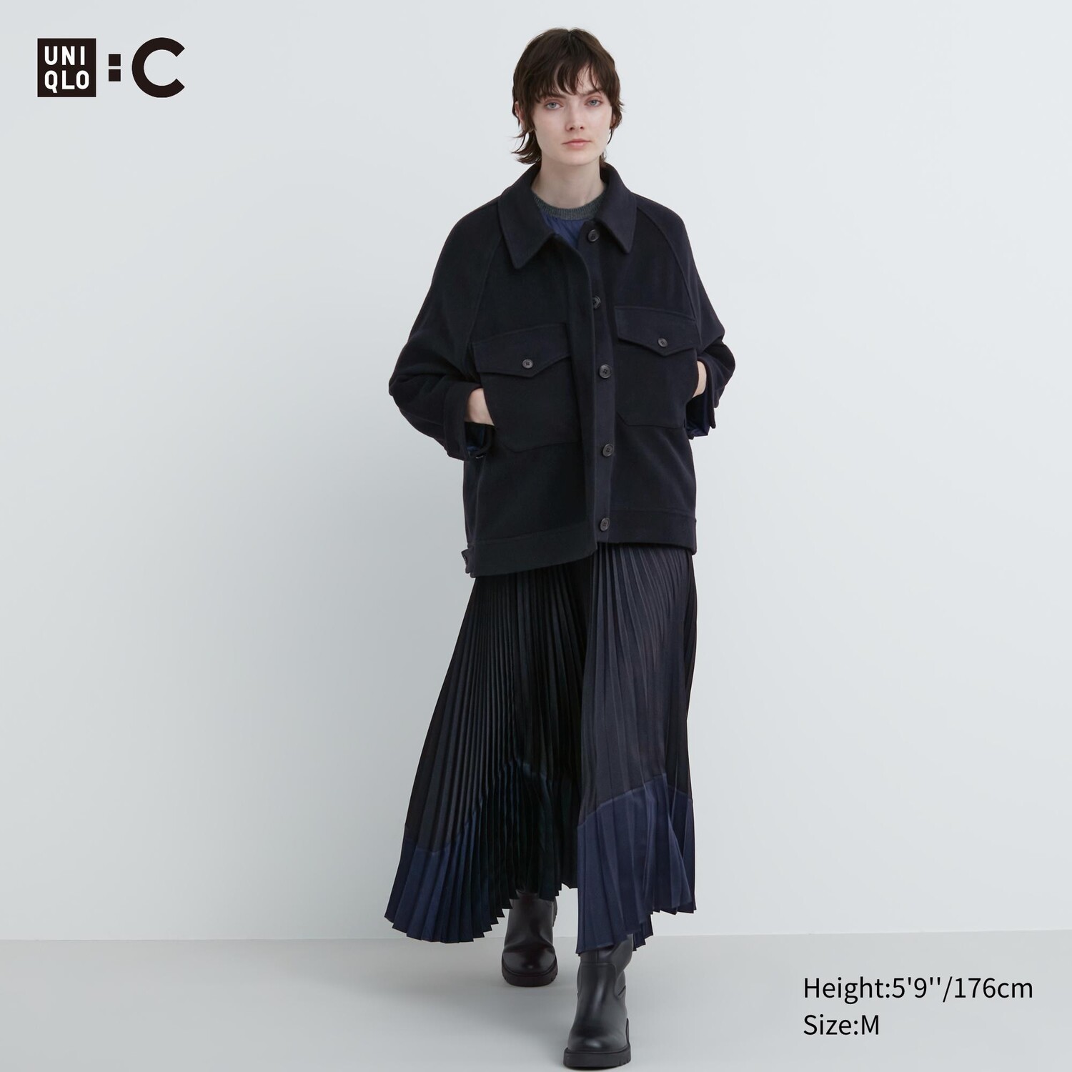 

Плиссированная юбка с цветовыми блоками Uniqlo, черный