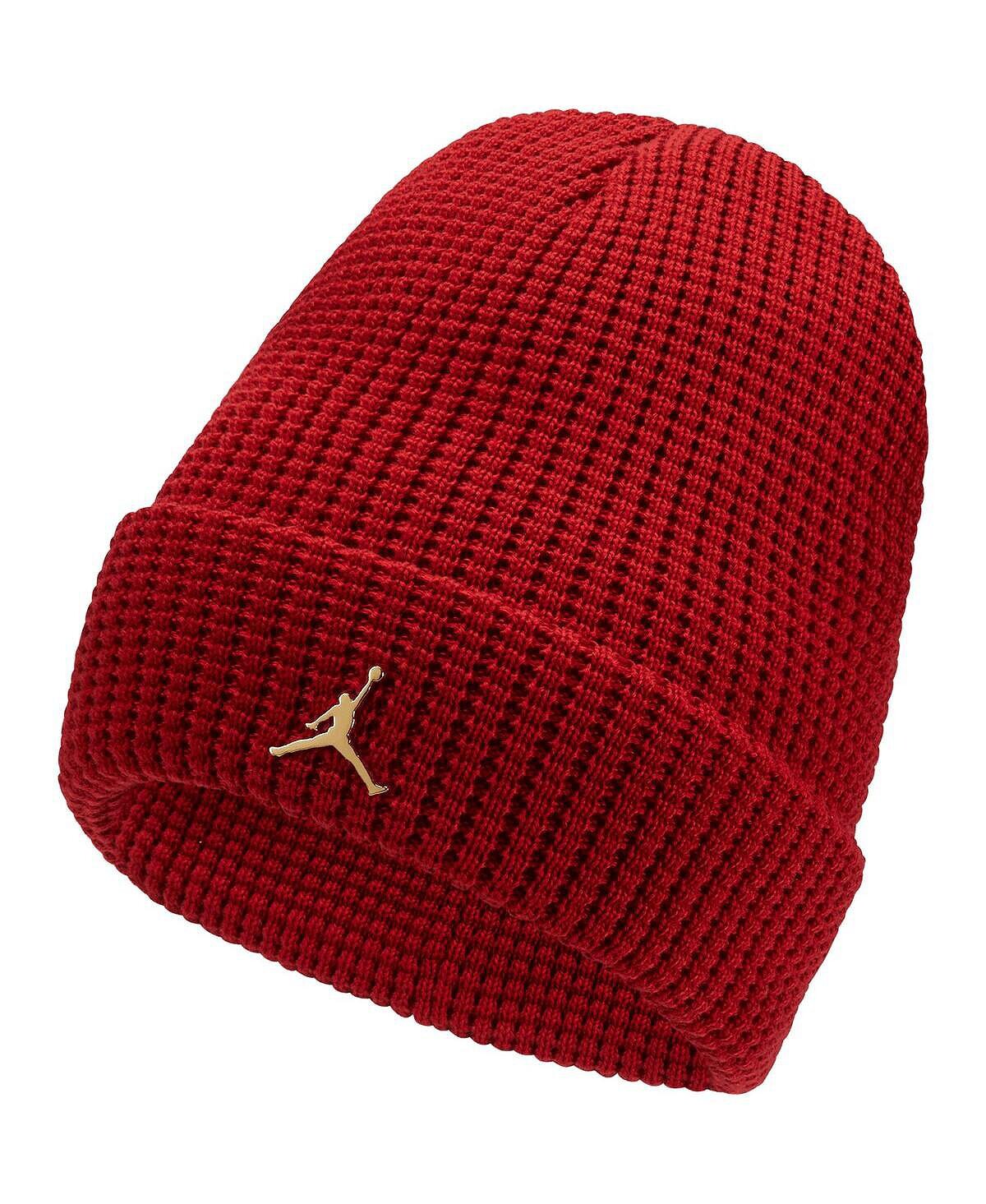 

Мужская брендовая красная металлическая вязаная шапка Jumpman с манжетами Jordan