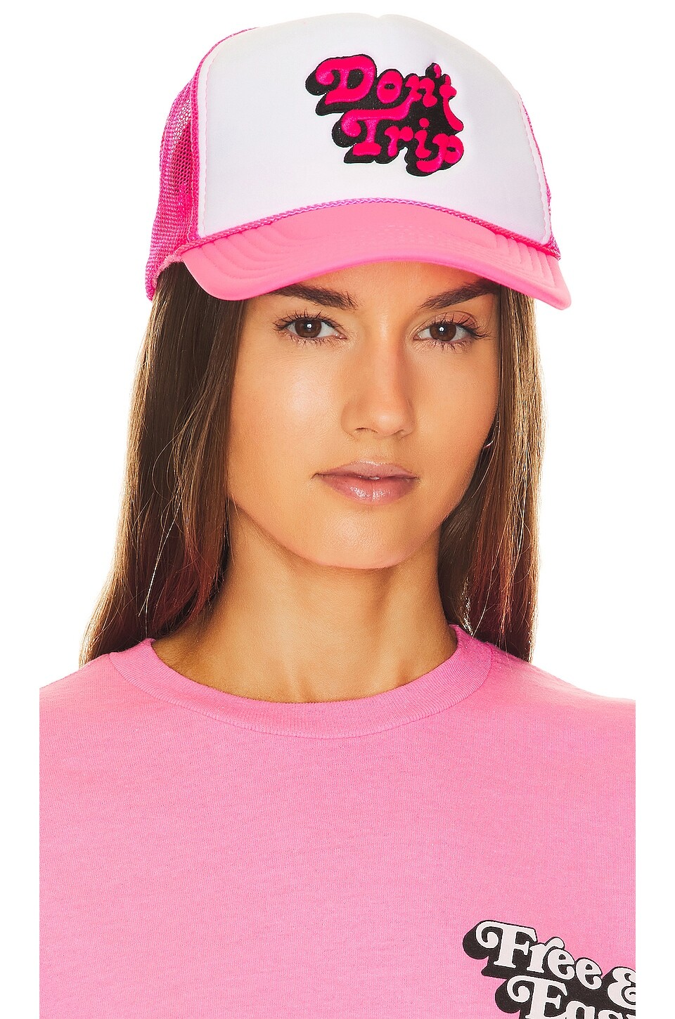 

Кепка Free & Easy Don't Trip Embroidered Trucker, цвет Neon Pink