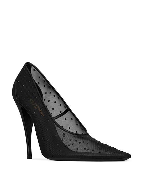

Туфли для шампанского из сетки со стразами Saint Laurent, цвет Black