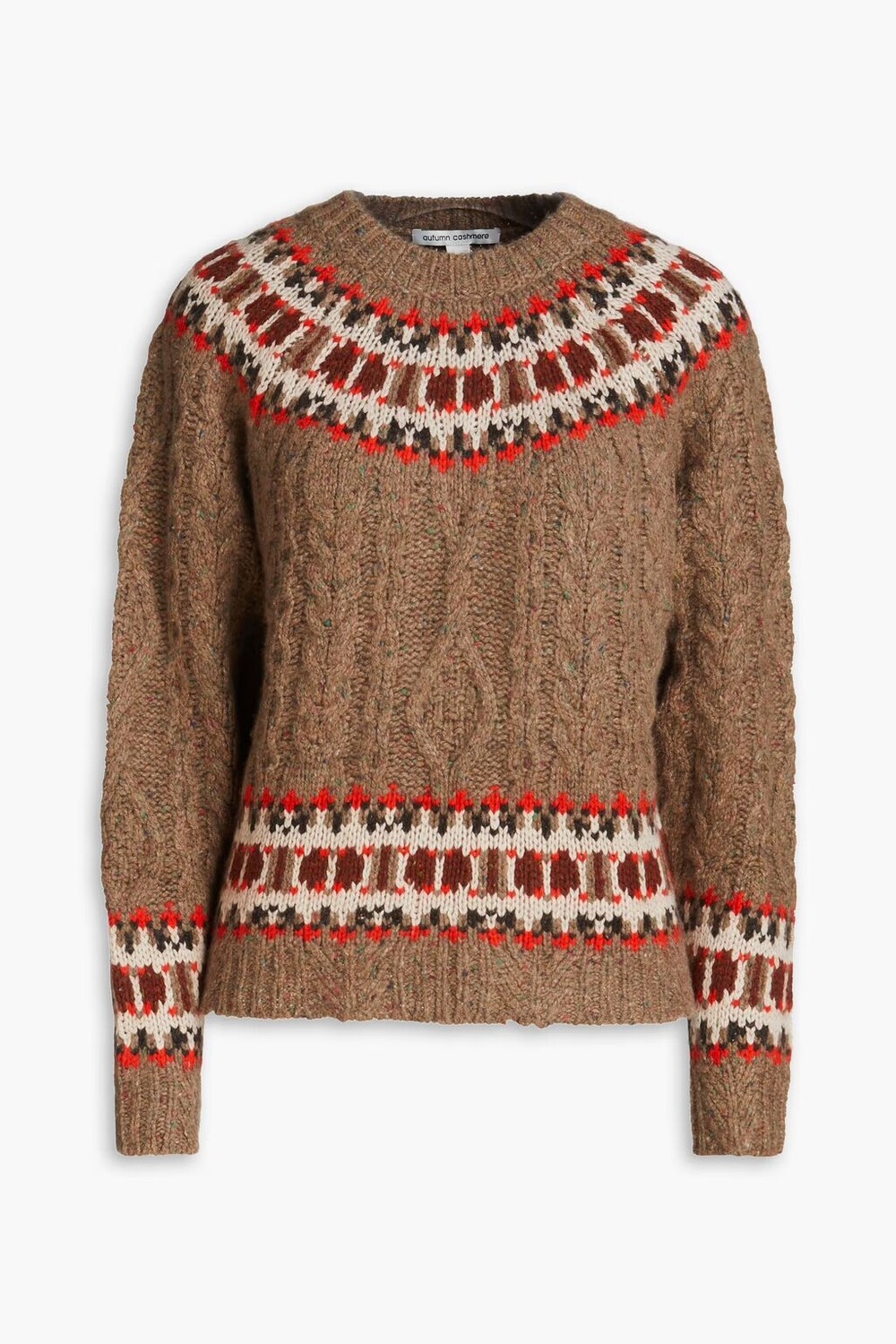 

Кашемировый свитер косой вязки Fair Isle Autumn Cashmere, светло-коричневый