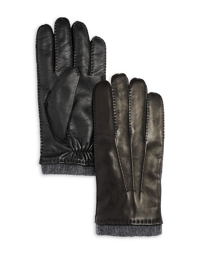 

Кожаные перчатки на кашемировой подкладке The Men's Store at Bloomingdale's, черный