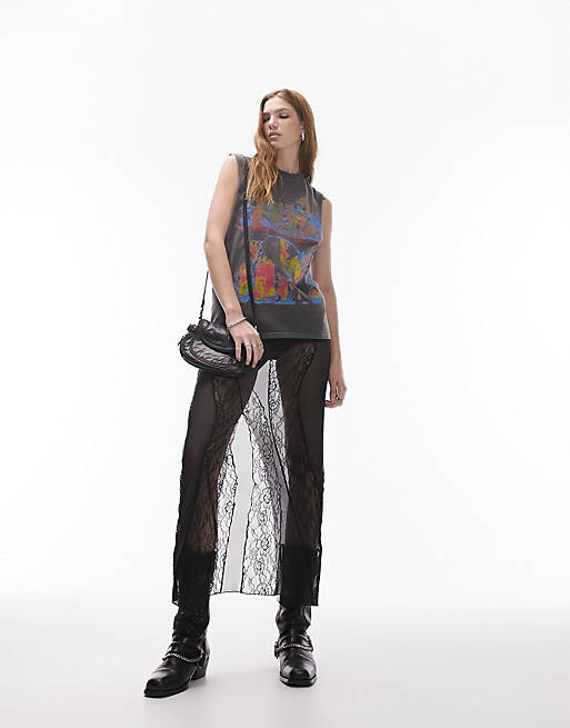 

Темно-серый топ Topshop Graphic License Pink Floyd