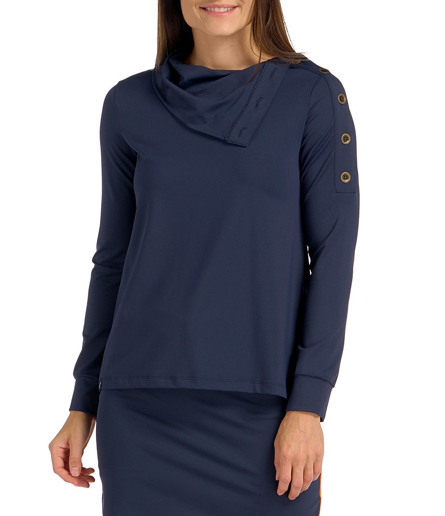 цена Светло-коричневая рубашка с длинными рукавами и воротником-хомутом SwingDish Confetti Collection, синий