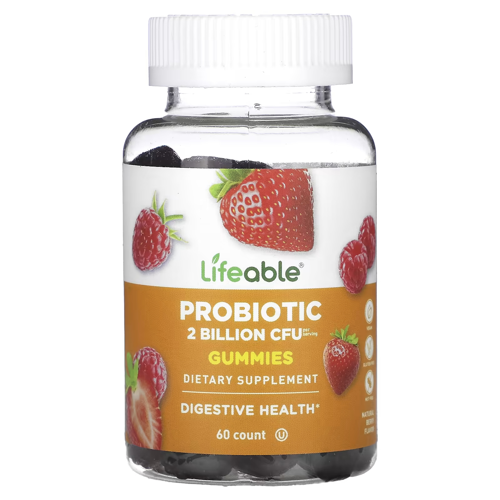 Пищевая добавка Lifeable с пробиотиками и натуральными ягодами, 60 жевательных конфет добавка с пробиотиками lifeable berry 60 жевательных конфет