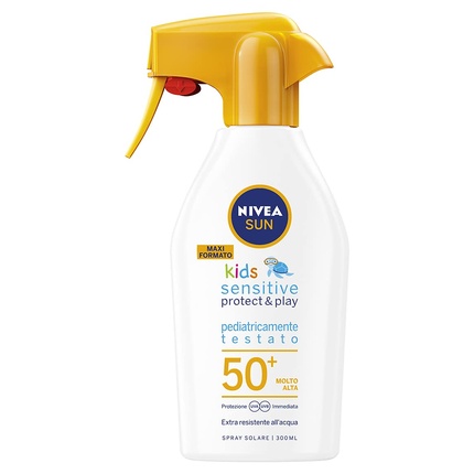 цена Sun Maxi Kids Sensitive Protect & Play Солнцезащитный спрей 300 мл, Nivea