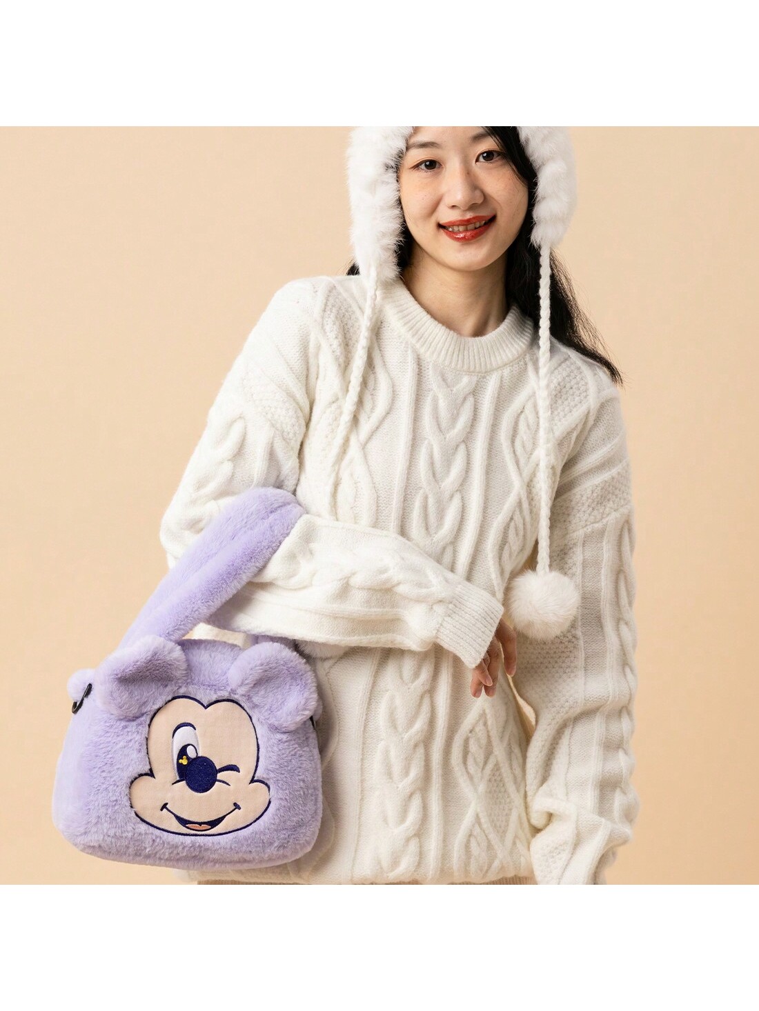 Ручная сумка через плечо Miniso Disney Plush Season Series Puffy Cartoon Bag (Stitch), фиолетовый