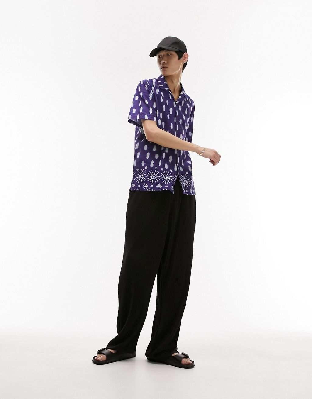 

Синяя рубашка с принтом тай-дай Topman