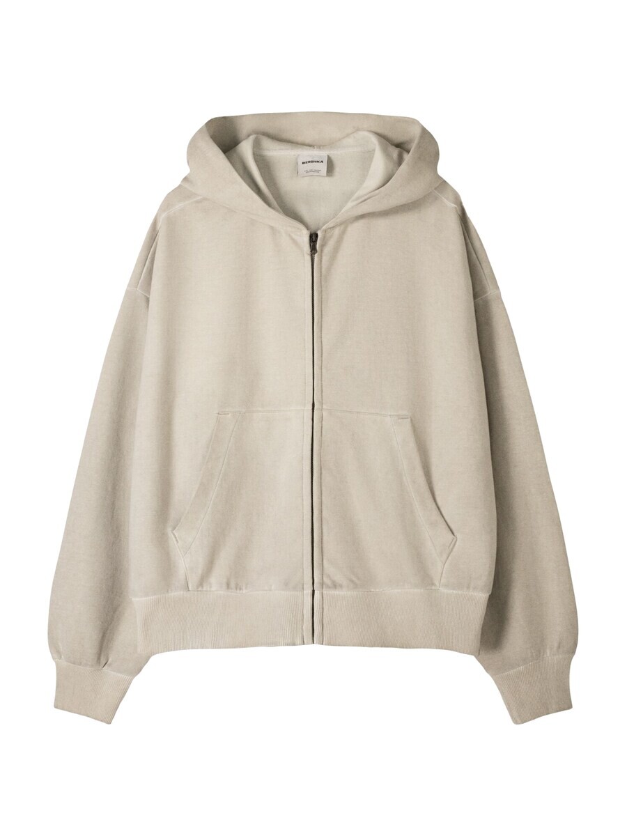

Худи Bershka Zip-Up Hoodie, песочный