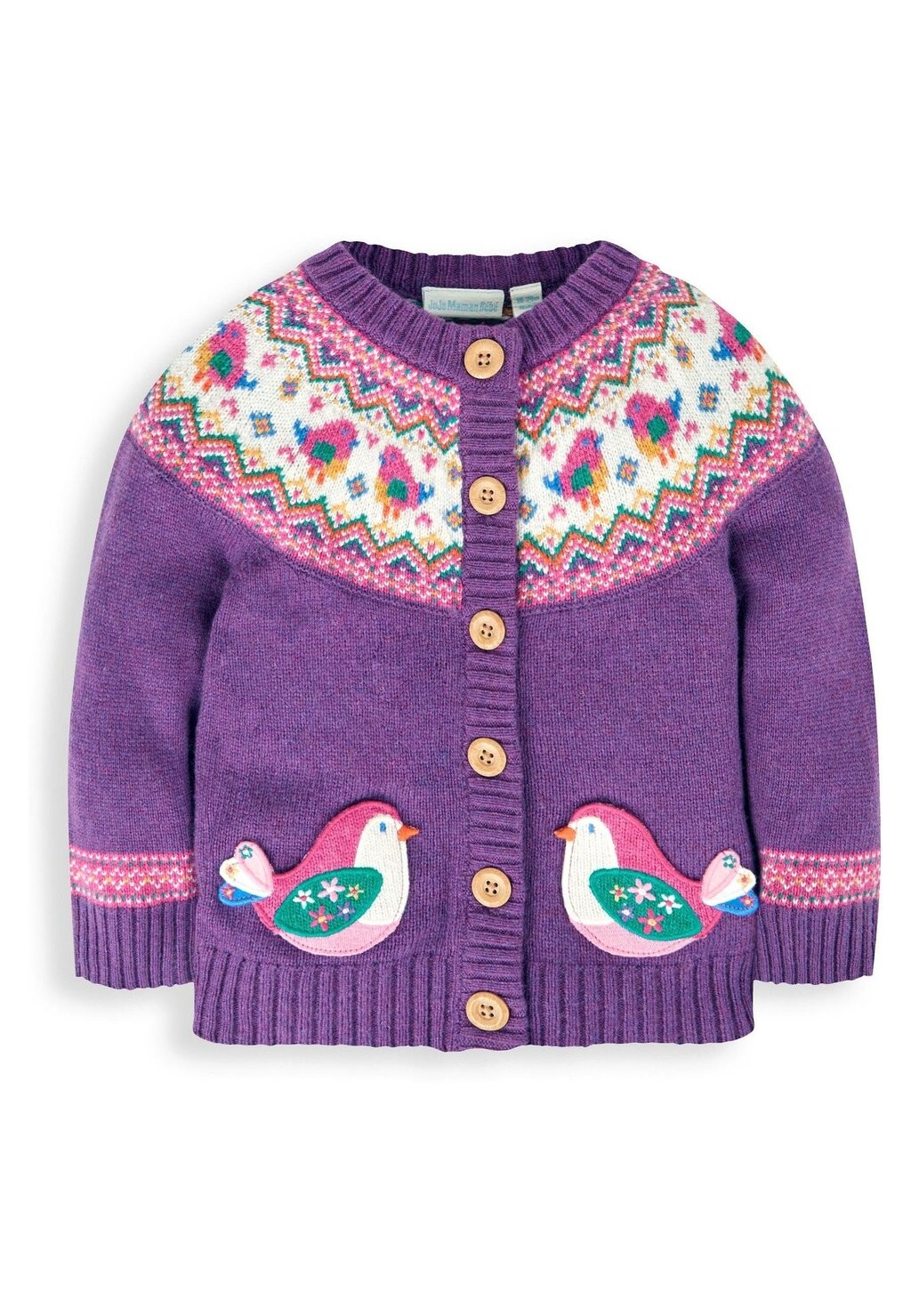 

Кардиган Bird Fair Isle JoJo Maman Bébé, фиолетовый