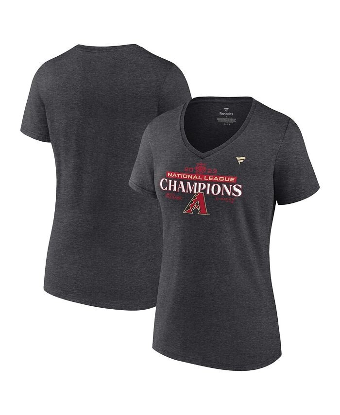 

Женская футболка с v-образным вырезом и фирменным логотипом Heather Charcoal Arizona Diamondbacks 2023 National League Champions Locker Room Fanatics, черный