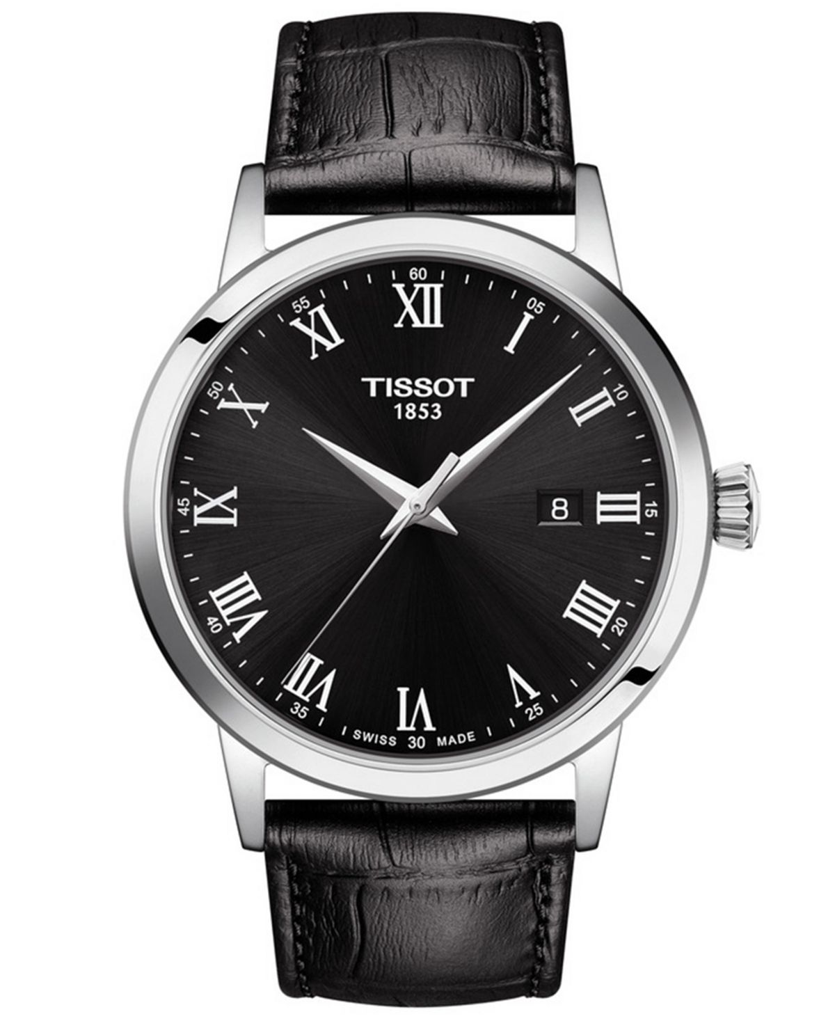 Мужские швейцарские классические часы Dream с черным кожаным ремешком, 42 мм Tissot