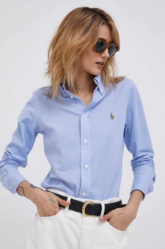 Хлопчатобумажную рубашку Polo Ralph Lauren, синий