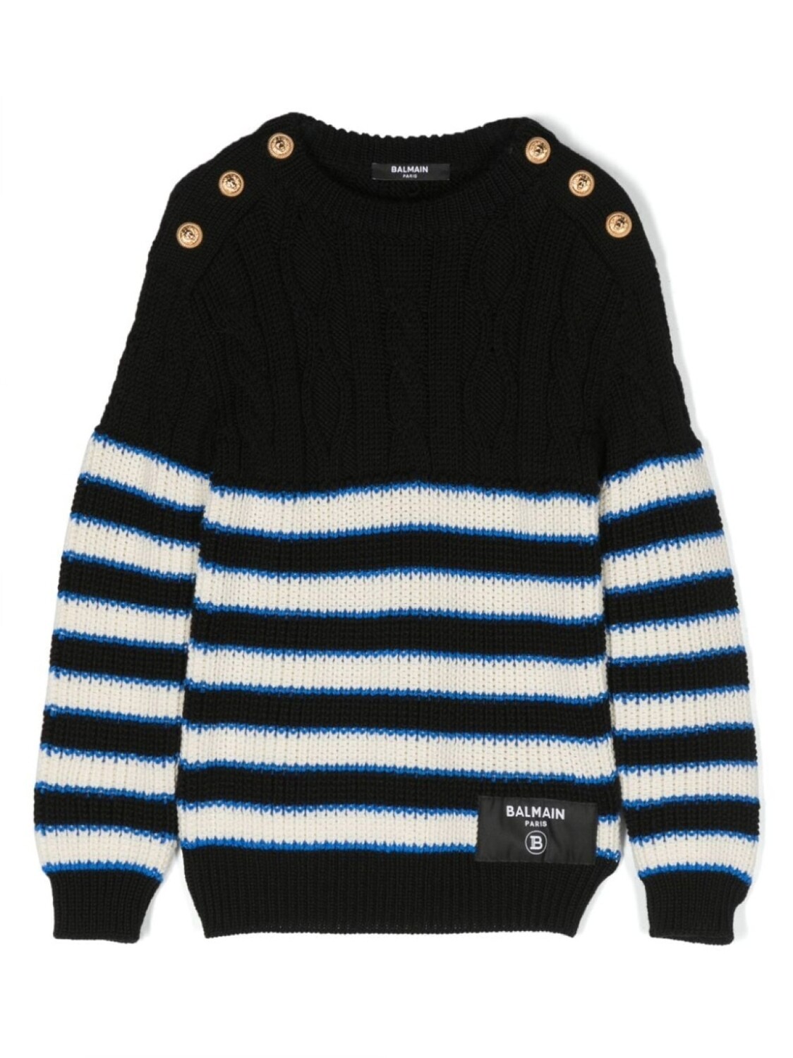 

Balmain Kids полосатый джемпер фактурной вязки, черный