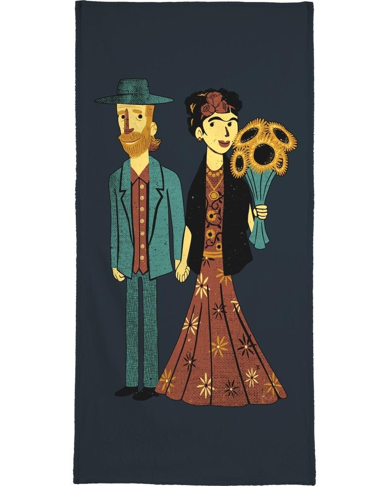 

Полотенце для ванной Juniqe Love Is Art Frida and Van Gogh, цвет Rot & Türkis