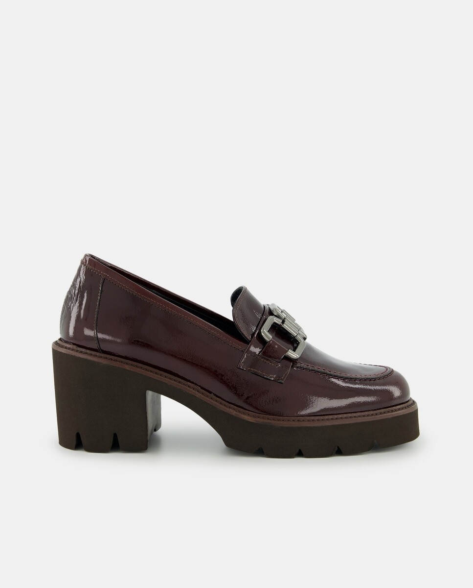 

Женские кожаные мокасины с цепочкой и платформой - Comfort Line Latouche, бордо