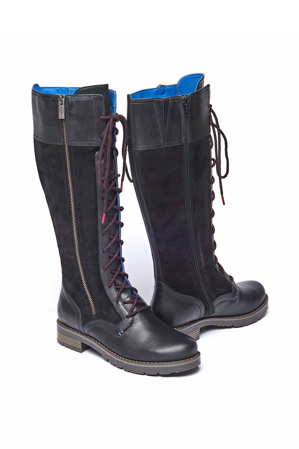Высокие замшевые кожаные ботинки на шнуровке Aimee Moshulu, черный
