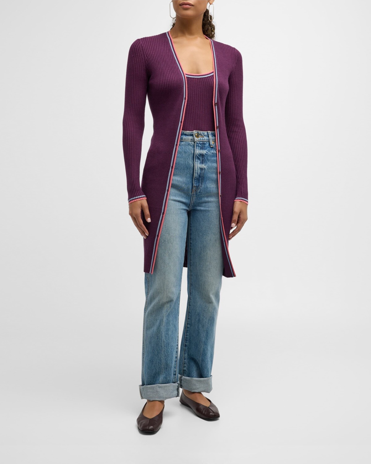 

Кашемировый кардиган в тонкую рубчик Quatam Gabriela Hearst, цвет Italian Plum