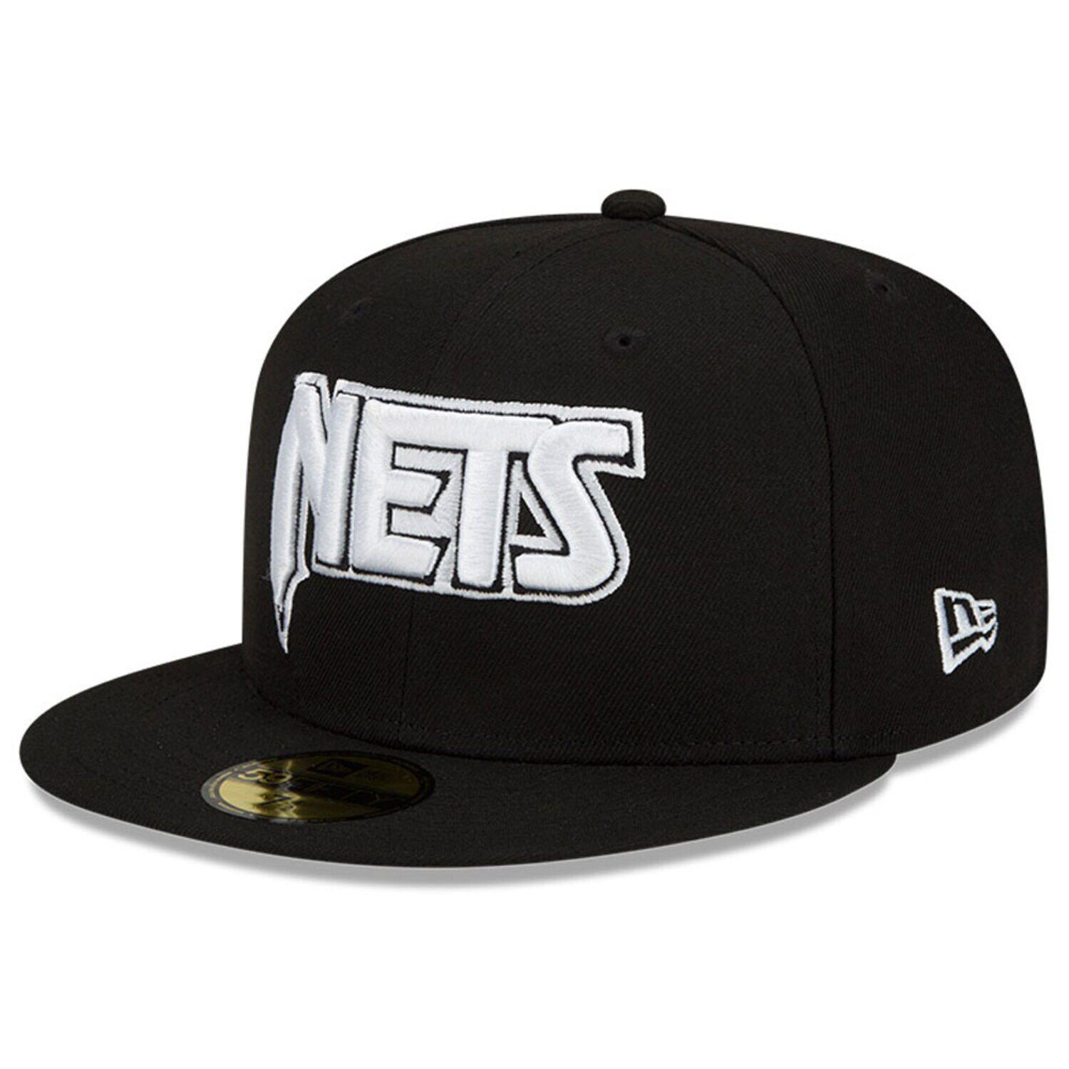 

Мужская кепка New Era черно-белая Brooklyn Nets 2021/22 City Edition Official 59FIFTY Облегающая шляпа