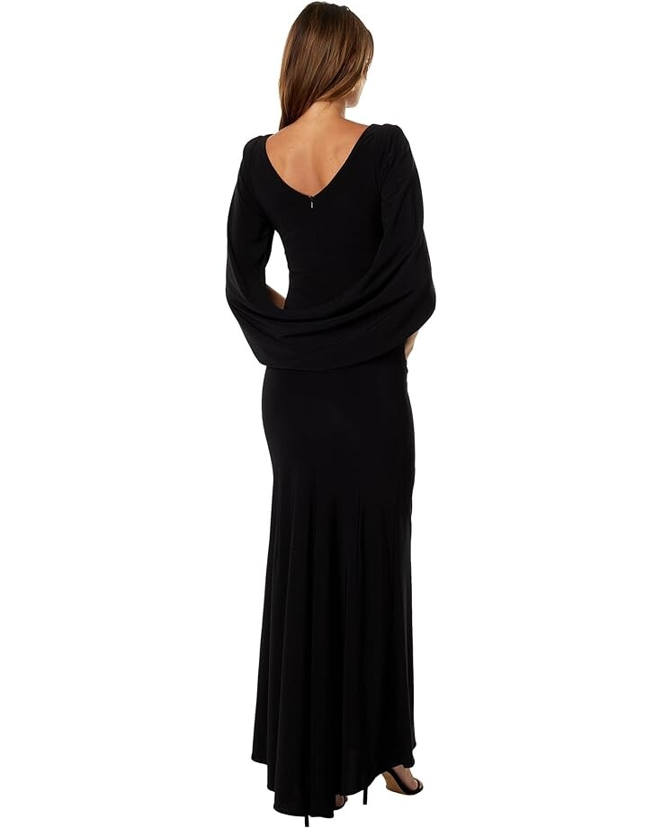 

Платье Betsy & Adam Long Jersey Ruched Drape Back Dress, черный