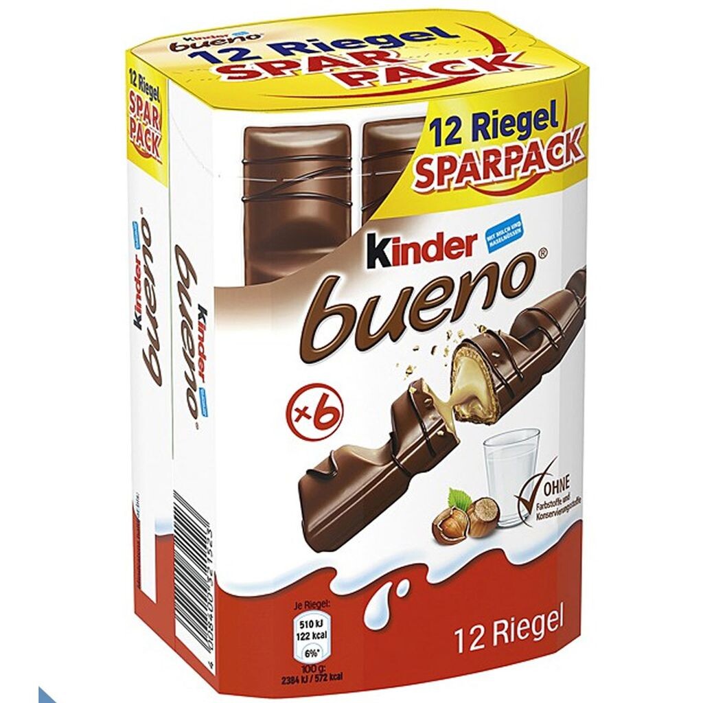 

Kinder bueno 12 батончиков в вафельной упаковке с начинкой эконом упаковка 258г Ferrero