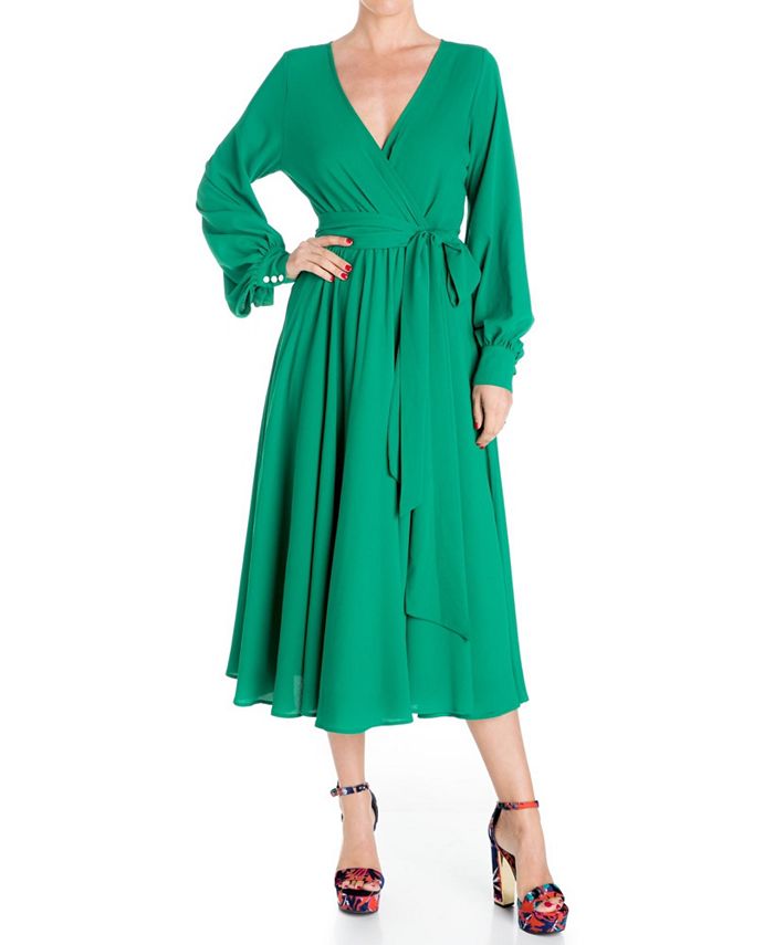 Женское платье миди LilyPad Meghan Los Angeles, зеленый фото